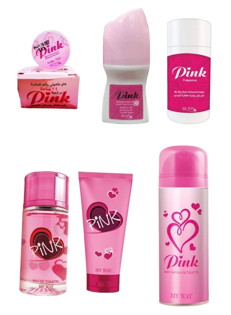 My Way Pink perfume set for women, 6 pieces - Image 1