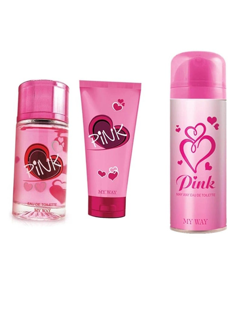 My Way Pink perfume set for women, 6 pieces - Image 2