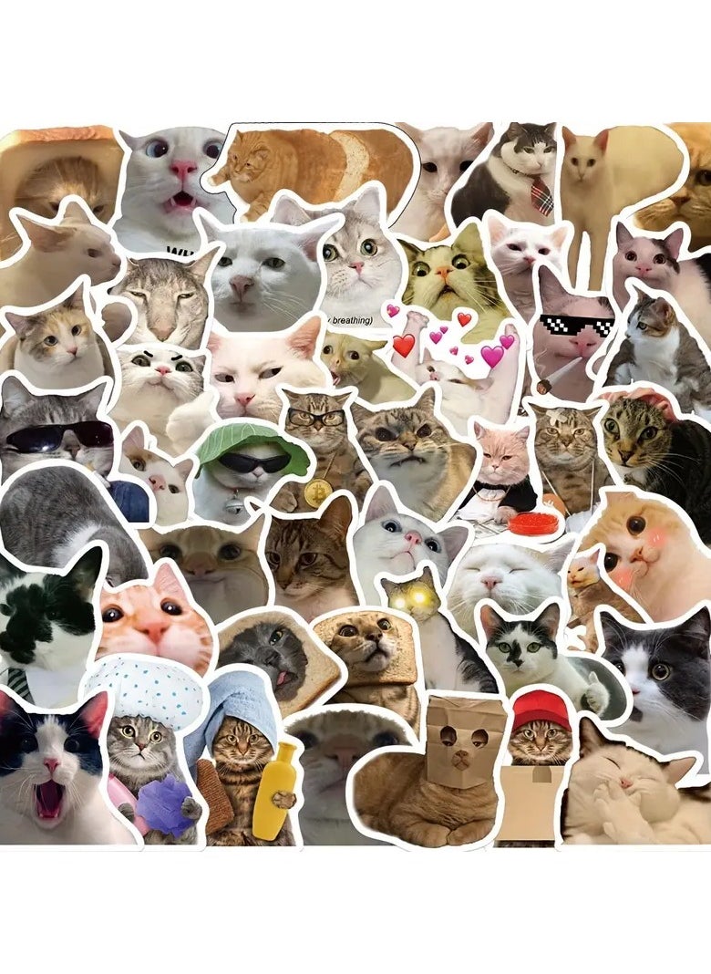 Goolsky 50pcs Animals Funny Cat Stickers Vinyl Waterproof Stickers For Scrapbook, Journaling, Laptop, Bumper, Skateboard, Water Bottles, Computer, Phone, Cartoon, Hard Hat, Car Stickers -winter, new year  - Image 1