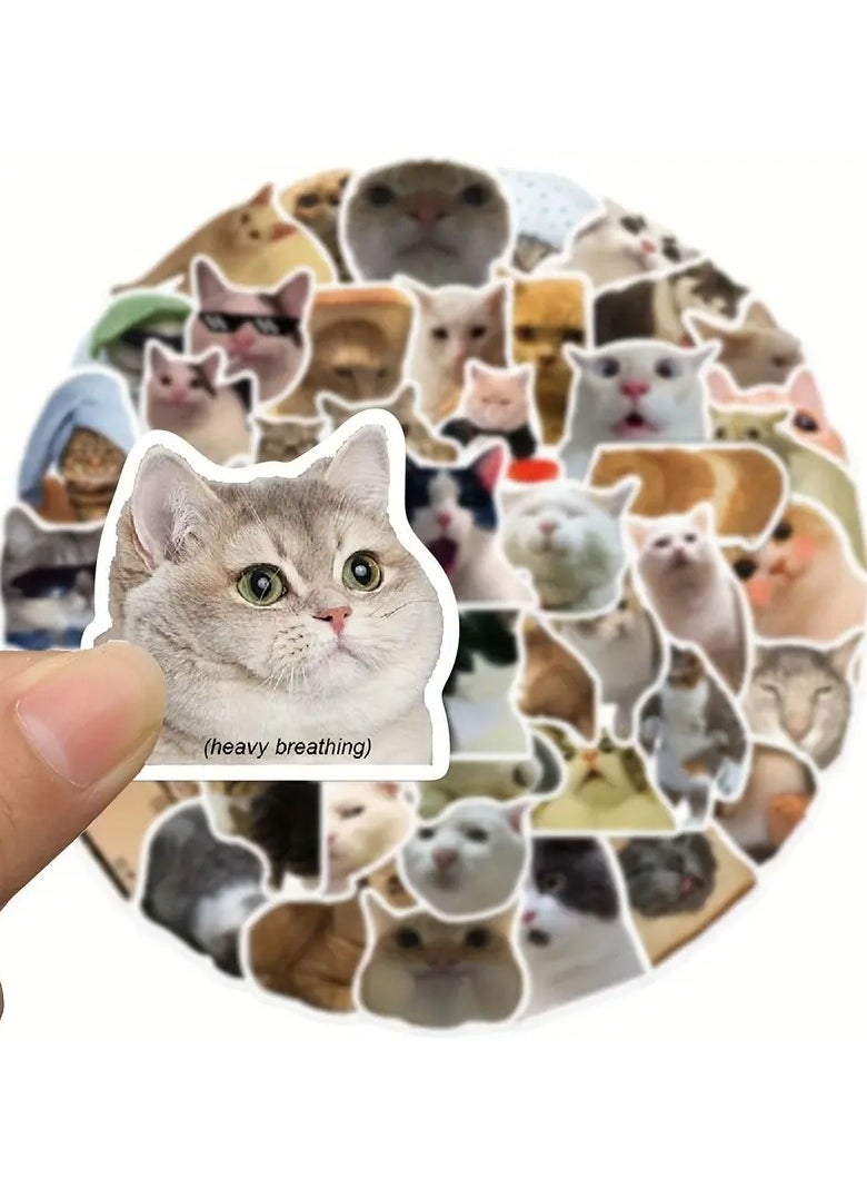 Goolsky 50pcs Animals Funny Cat Stickers Vinyl Waterproof Stickers For Scrapbook, Journaling, Laptop, Bumper, Skateboard, Water Bottles, Computer, Phone, Cartoon, Hard Hat, Car Stickers -winter, new year  - Image 5