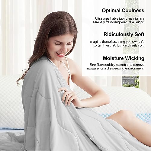 EASELAND Cooling Comforter Twin, Cold Touch Fabric Absorbs Body Heat, Double-Sided Cool Design Soft Fluffy Cooling Blanket for Night Sweats Hot Sleeper (Grey, Twin(68"X90")) - Image 5