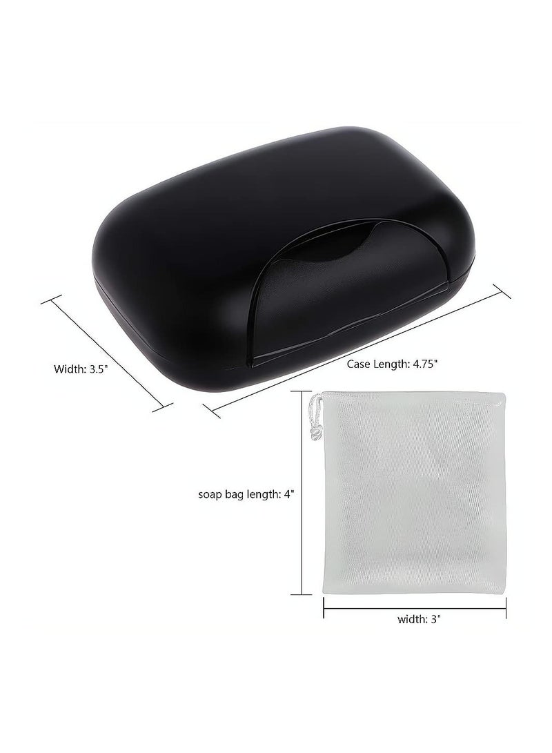 SYOSI Soap Dish Travel Box, 2 Pack Soap Holder with Bubble Foam Soap Bag, Translucent Soap Tray Soap Saver Box Case - Image 4