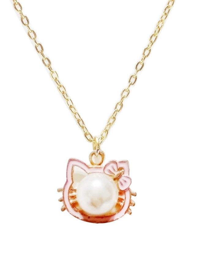 fabula by OOMPH Jewellery Baby Pink Cute Hello Kitty Enamel Pendant Necklace Chain For Kids Baby Girls & Women Stylish Latest - Image 1