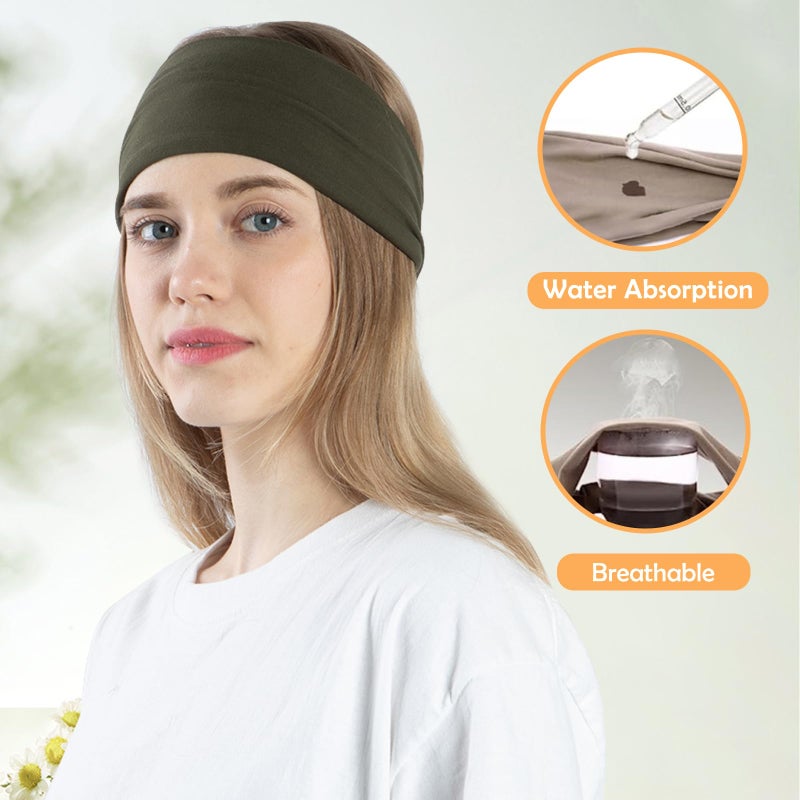 RITOPER Black 10 Pack Yoga Workout Headbands for Women and Girls, Wide Elastic Thick Head Bands Turban Head Wrap, Non Slip No Headache Sweat Bands for Hiking, Tennis, Cycling, Running - Image 5