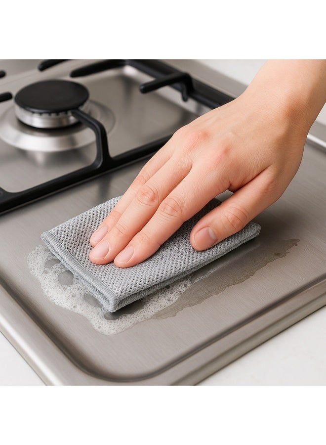 قماش تنظيف سلك 20×20 سم عبوة 10 قطع لإزالة الدهون – ليفة سلك للمواعين والبوتاجاز – لتنظيف الأواني والمقالي والأسطح المعدنية – متين وسهل الشطف للاستخدام اليومي - Image 4