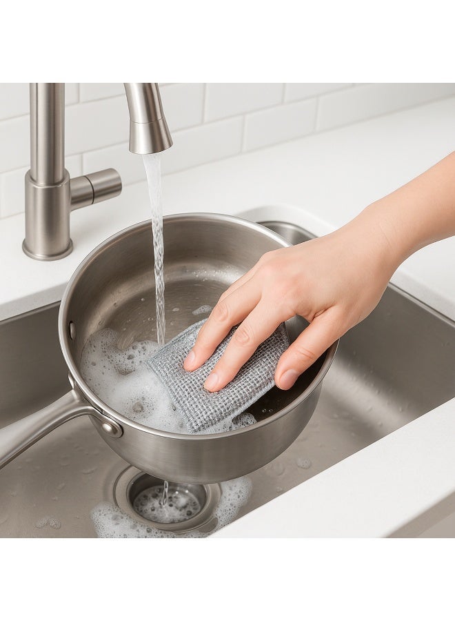 قماش تنظيف سلك 20×20 سم عبوة 10 قطع لإزالة الدهون – ليفة سلك للمواعين والبوتاجاز – لتنظيف الأواني والمقالي والأسطح المعدنية – متين وسهل الشطف للاستخدام اليومي - Image 3