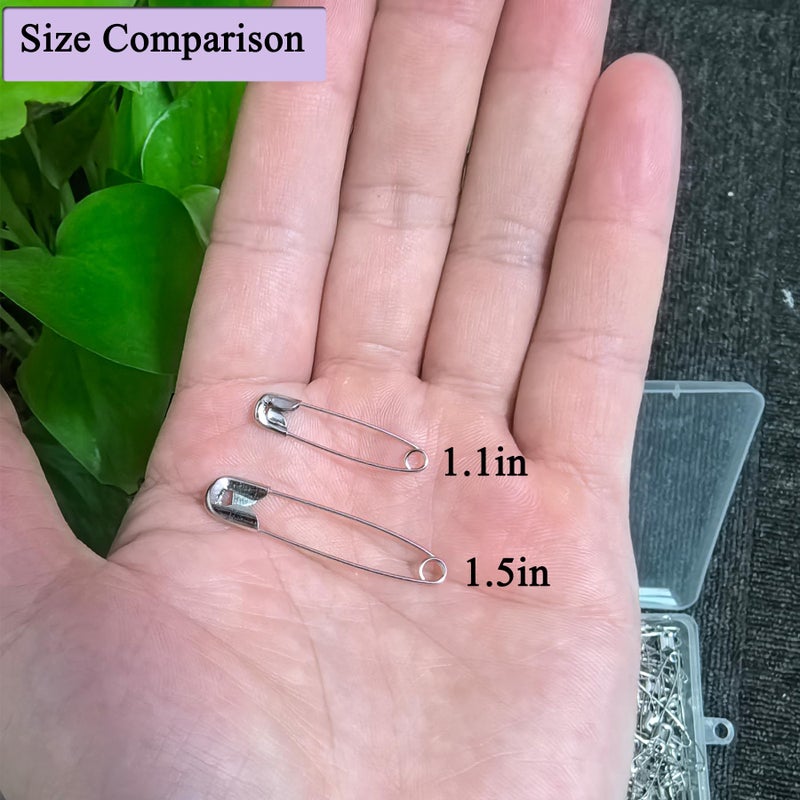 Urmspst Safety Pins, 1000PCS-1.1Inch Small Safety Pins, Rust-Resistant Nickel Plated Steel, Sharp Edge Safety Pin for Clothes, Sewing, Arts & Craft, 28mm Decorative Safety Pins (Silver), UR-28 - Image 5