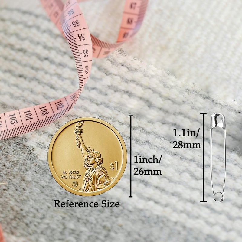 Urmspst Safety Pins, 1000PCS-1.1Inch Small Safety Pins, Rust-Resistant Nickel Plated Steel, Sharp Edge Safety Pin for Clothes, Sewing, Arts & Craft, 28mm Decorative Safety Pins (Silver), UR-28 - Image 2