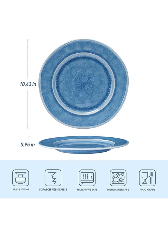 Famiware Aurora 6 Piece Reactive Glaze Dinner Plates in 10.25 inches, Scratch Resistant, Microwave & Dishwasher Safe, Lagoon Blue  - Image 2