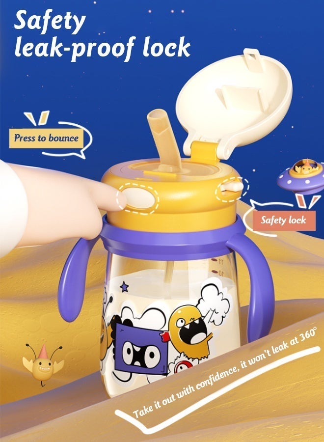 Soft Touch 330ml Baby Straw Cup, Leakproof Toddler Training Cup with Handles & Safety Lock, PPSU Straw Sippy Cup with Adjustable Strap, Spill Proof Baby Drinking Bottle for Home, School and Travel - Image 4