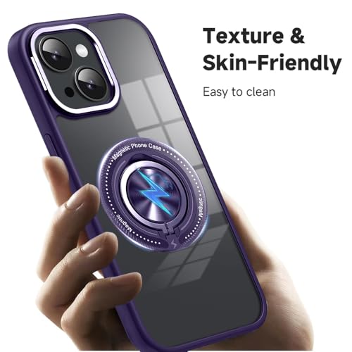 KARWAN®️360 Degree Stand with Mag-Safe Case with N52 Strong Magnets Mag-Safe Phone case Cover for iPhone 14 || Mobile Back Cover for iPhone 14 || Purple - Image 5