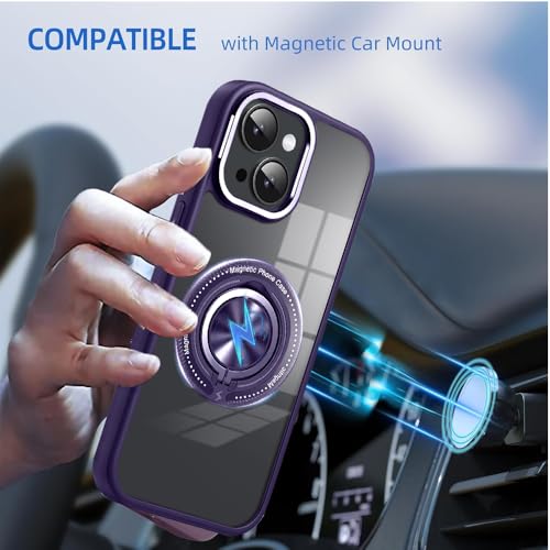 KARWAN®️360 Degree Stand with Mag-Safe Case with N52 Strong Magnets Mag-Safe Phone case Cover for iPhone 14 || Mobile Back Cover for iPhone 14 || Purple - Image 4
