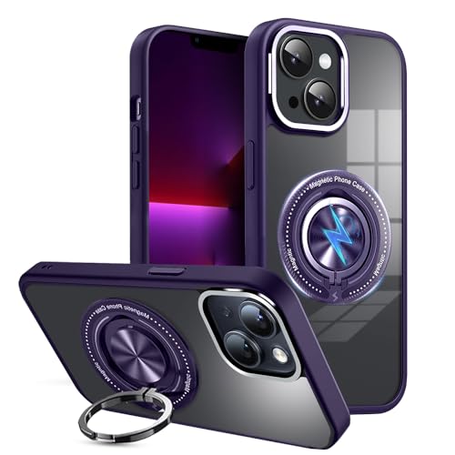 KARWAN®️360 Degree Stand with Mag-Safe Case with N52 Strong Magnets Mag-Safe Phone case Cover for iPhone 14 || Mobile Back Cover for iPhone 14 || Purple - Image 1