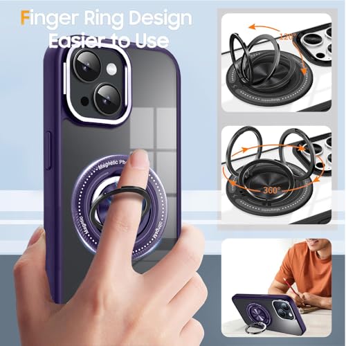 KARWAN®️360 Degree Stand with Mag-Safe Case with N52 Strong Magnets Mag-Safe Phone case Cover for iPhone 14 || Mobile Back Cover for iPhone 14 || Purple - Image 2