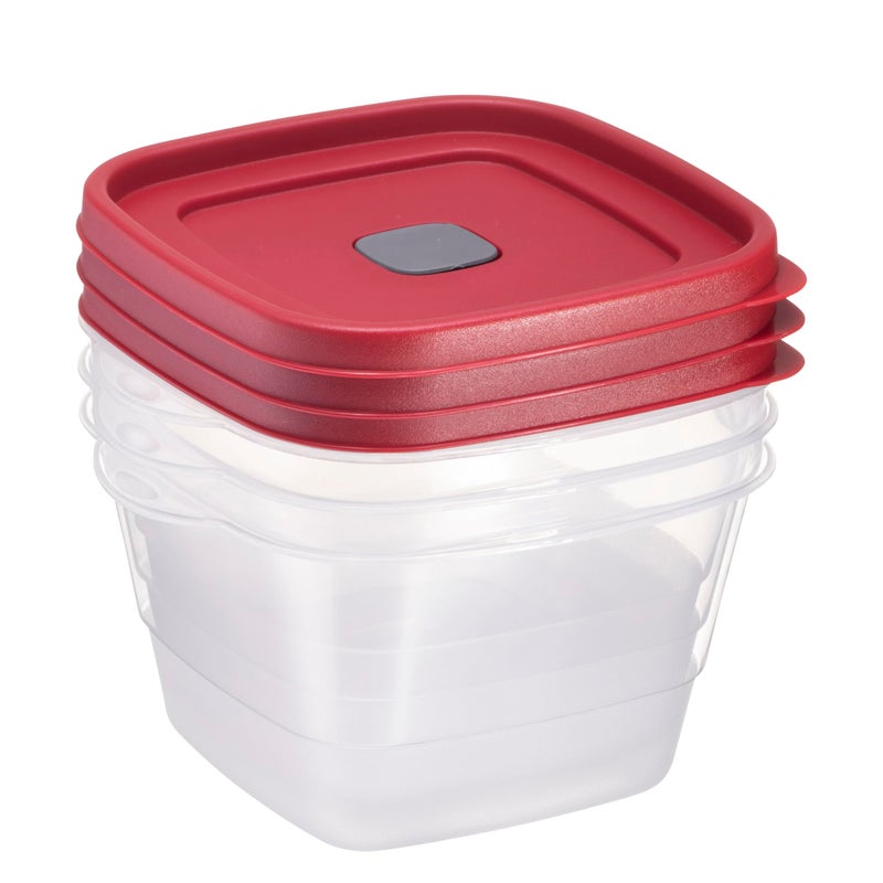 Tribello BPA-Free Plastic Food Storage Set, Red Vented Lids - Microwave, Dishwasher Safe: Perfect for Meal Prep, Leftovers, and Kitchen Organization (3 x 7-Cup) - Image 4