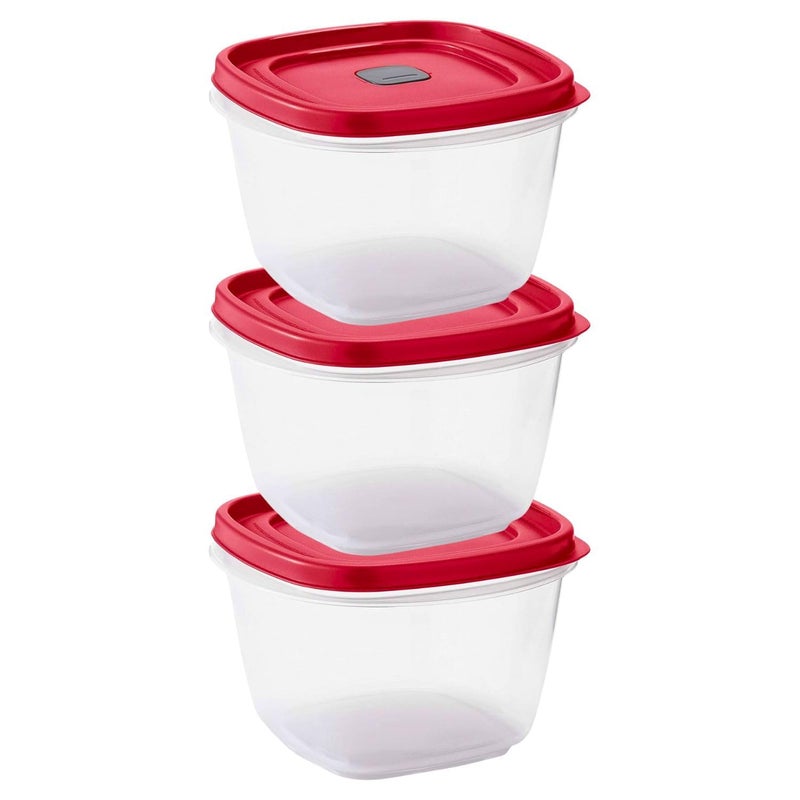 Tribello BPA-Free Plastic Food Storage Set, Red Vented Lids - Microwave, Dishwasher Safe: Perfect for Meal Prep, Leftovers, and Kitchen Organization (3 x 7-Cup) - Image 1