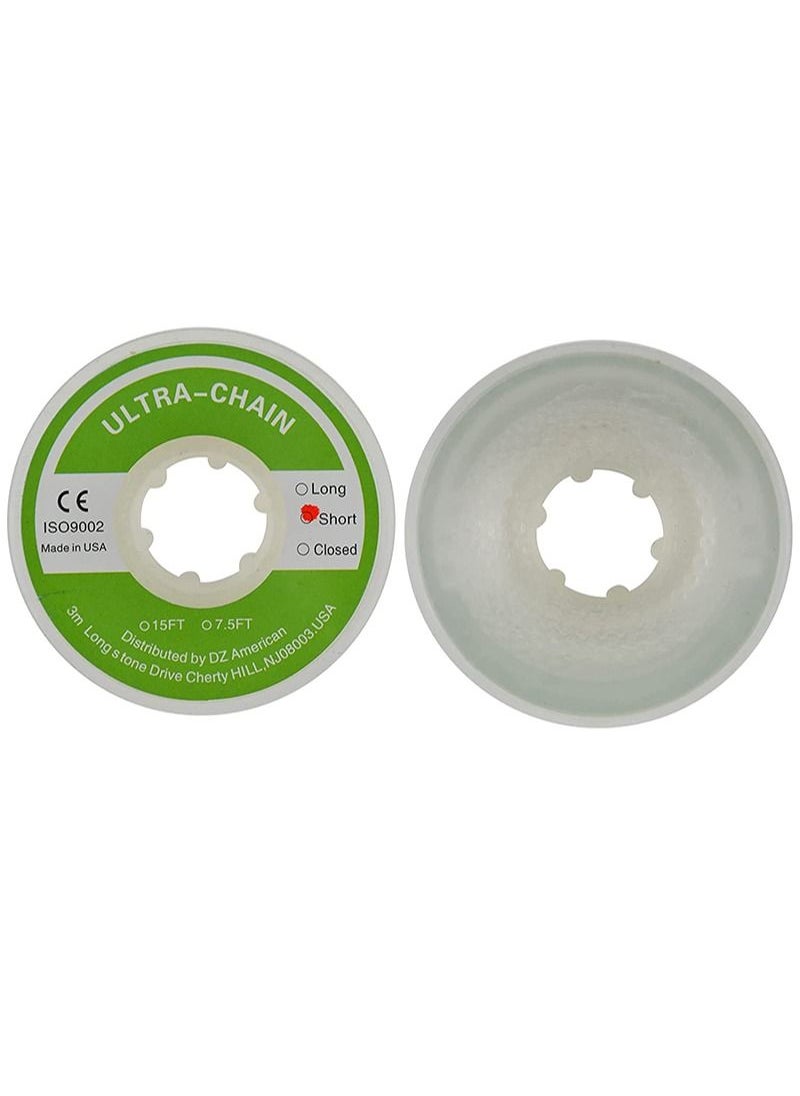 Orthodontic Bracket Rubber Chain Power Chain, Medium Distance, Dental Rubber Chain For Brackets, Continuous, Transparent and Gray, 2.28m/Roll