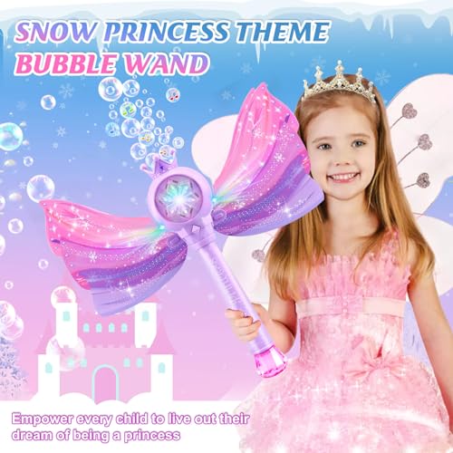 Britik Bubble Wands for Kids Girls LED Light Music Bubble Machine 3 AA Batteries 2 Bubble Solutions Outdoor Party Birthday Toys for Toddlers Gift for 3 4 5 6 7 8 Year Old Girls Purple - Image 5