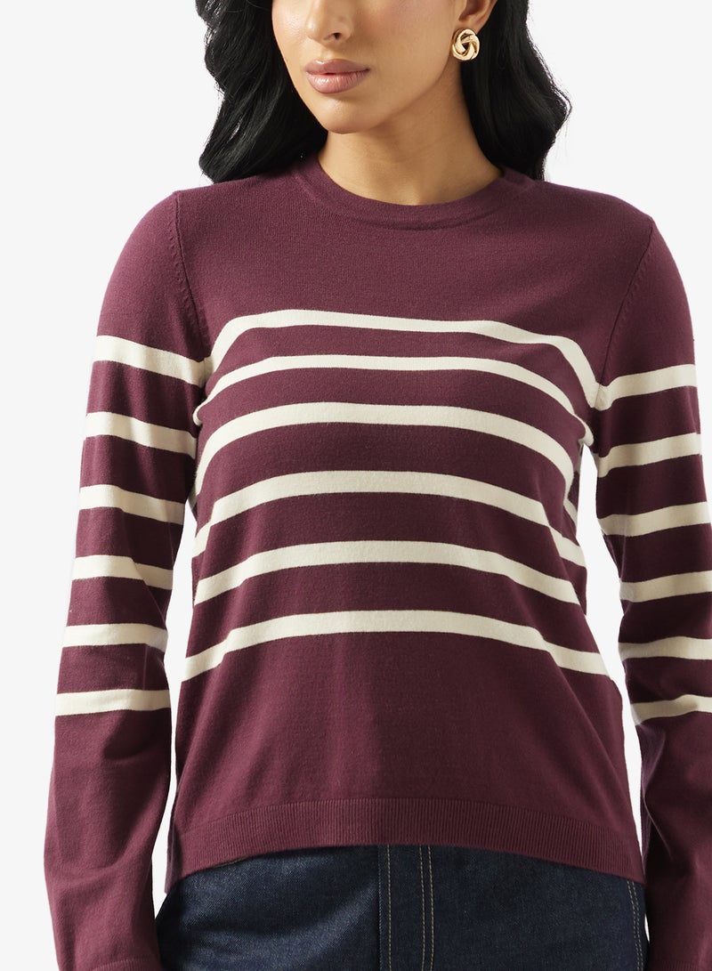 فيرو مودا سبا بلوفر سادة بأكمام طويلة ورقبة دائرية - Image 3