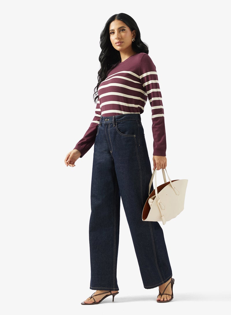 فيرو مودا سبا بلوفر سادة بأكمام طويلة ورقبة دائرية - Image 4