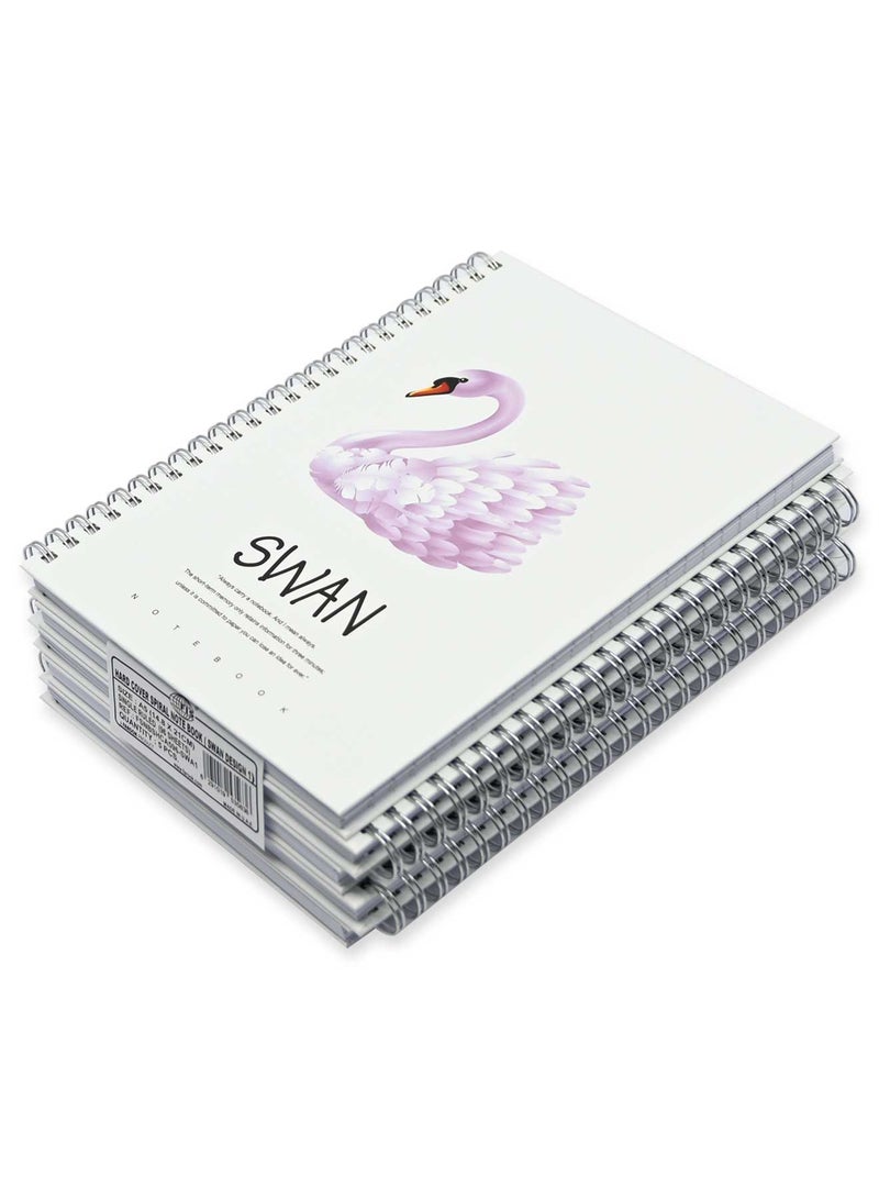 FIS Pack Of 5 Spiral Hard Cover Notebook, 96 Sheets A5 Swan Design 1 -FSNBSHCA596-SWA1 - Image 3