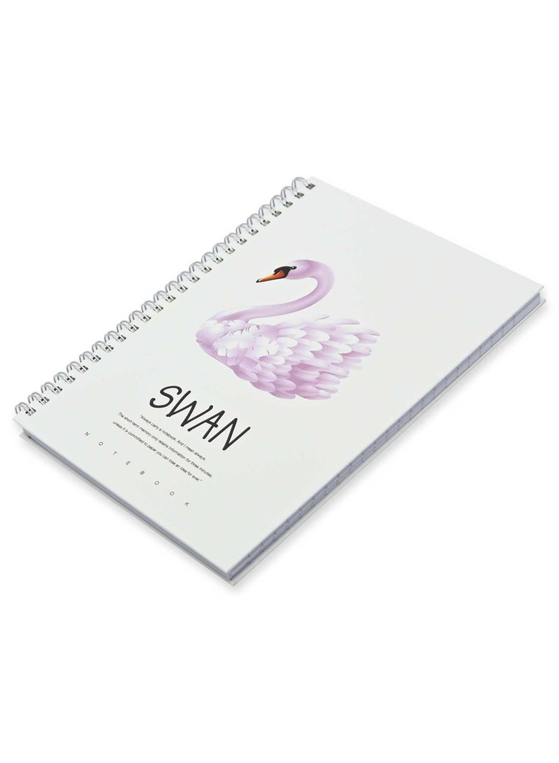 FIS Pack Of 5 Spiral Hard Cover Notebook, 96 Sheets A5 Swan Design 1 -FSNBSHCA596-SWA1 - Image 1
