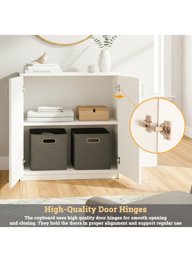 RIGID Low Height Cupboard Small Wooden Storage Cabinet for Home, Office, Living Room White Organizer with Shelves – Knock-Down Condition (40D x 90W x 85H CM) - Image 3