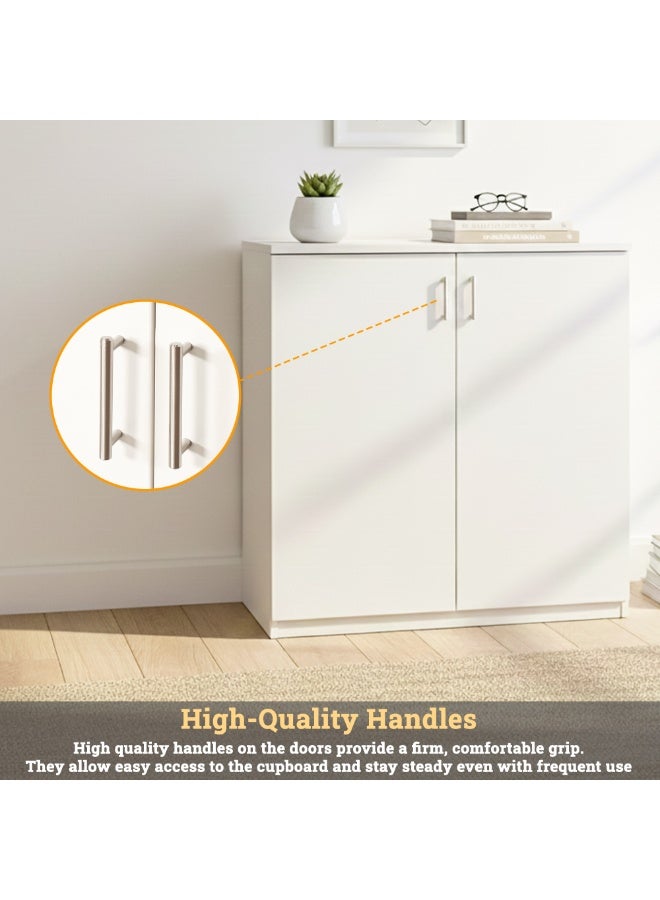 RIGID Low Height Cupboard Small Wooden Storage Cabinet for Home, Office, Living Room White Organizer with Shelves – Knock-Down Condition (40D x 90W x 85H CM) - Image 4