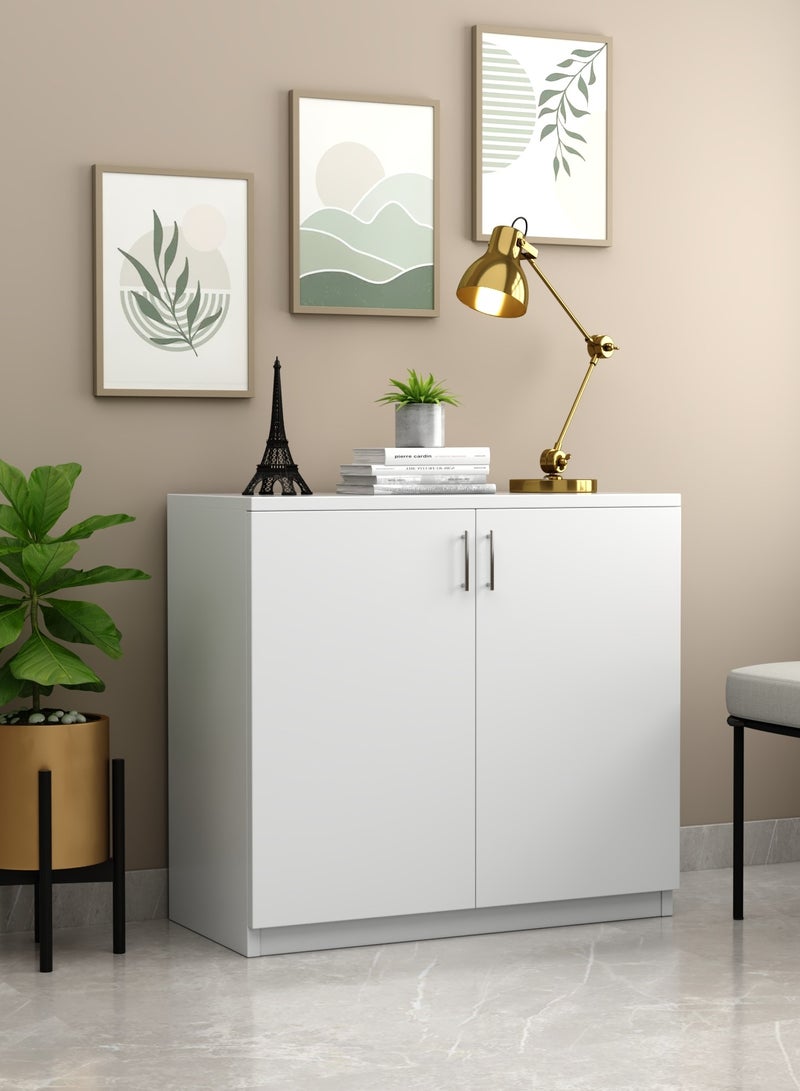 RIGID خزانة خشبية منخفضة الارتفاع، بيضاء، 85×90×40 سم  - Image 1