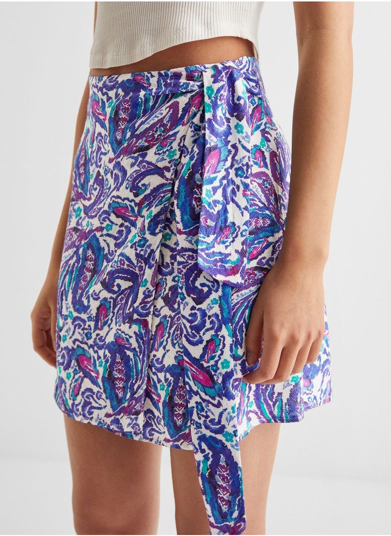 MANGO - Youth Printed Knot Detail Skirt - Image 1