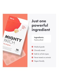 Hero Hero's Mighty Patch, Original Powerful Hydrocolloid Acne Pimple Patches for Effective Zit and Blemish Coverage - 36 Count for Clear and Smooth Skin  - Image 5