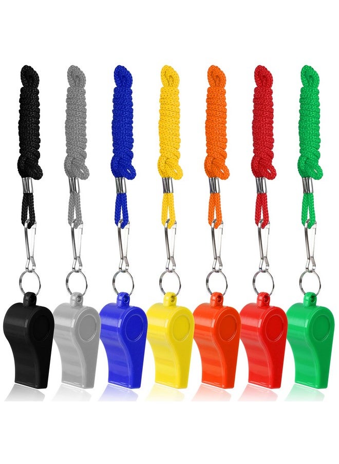SANNIX 7 Pack Plastic Whistles Coaches Referee Whistles With Lanyards Colorful Whistles For Kids Sports Whistles For Football Basketball Training Gyms Emergency  - Image 3