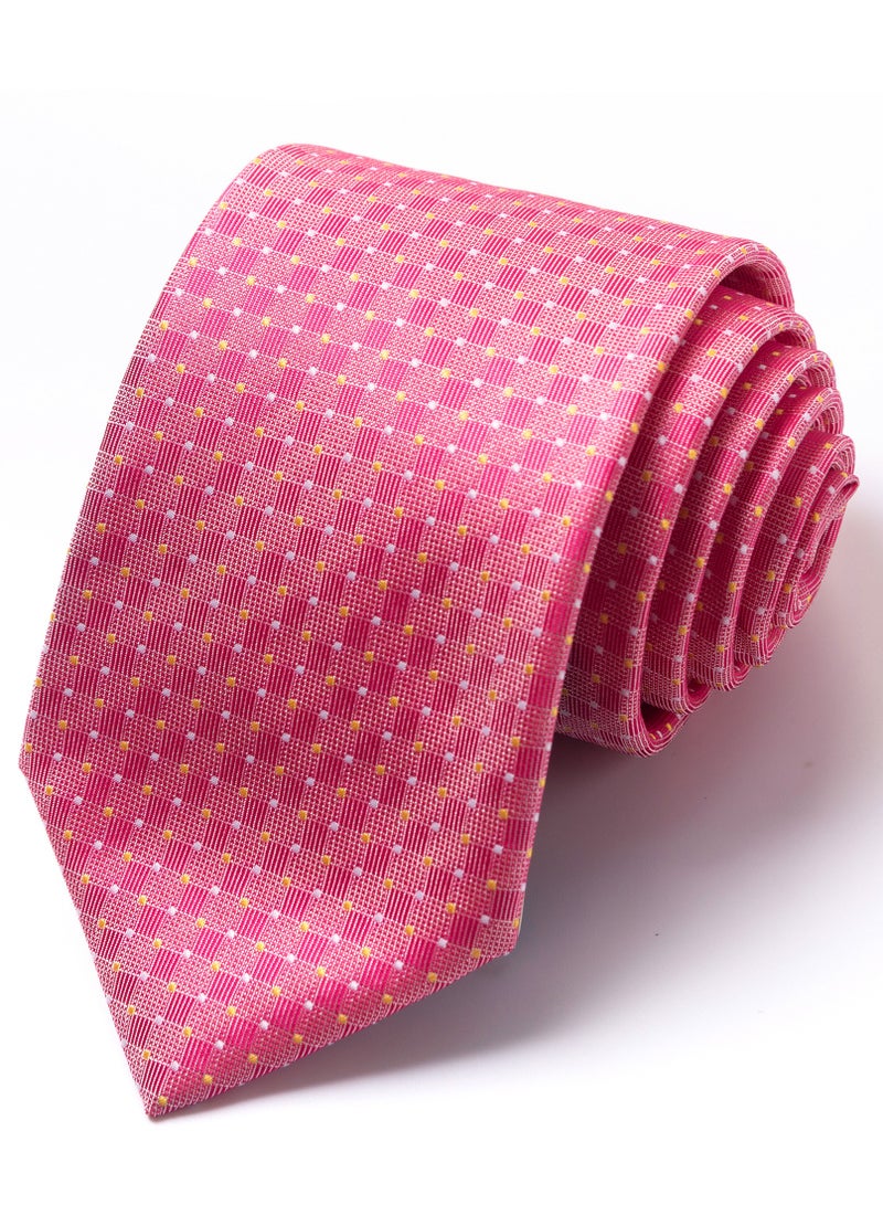 Rose Red Plaid Polyester Necktie