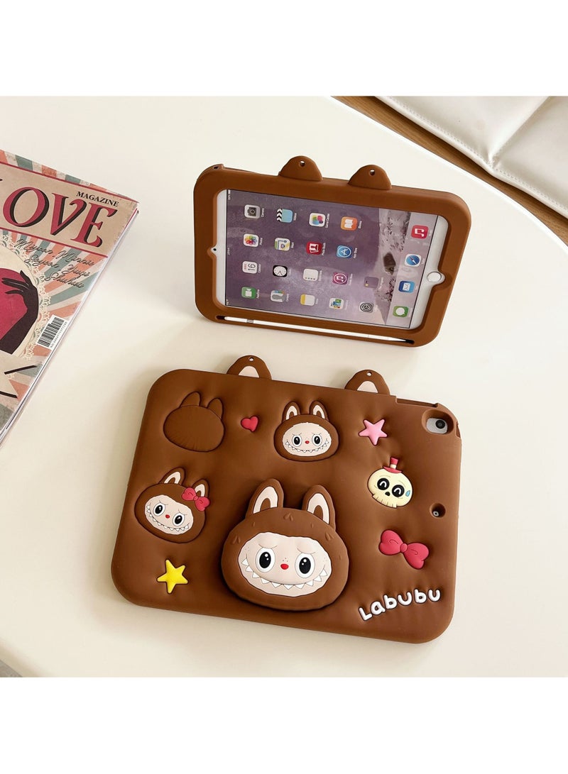 غلاف سيليكون أطفال مناسب لـ iPad mini 1/2/3/4/5 مقاس 7.9 إنش، بتصميم كرتوني لطيف لـ Labubu، مع حامل قابل للتعديل، مقاوم للسقوط والصدمات والأوساخ وسهل التنظيف - Image 1