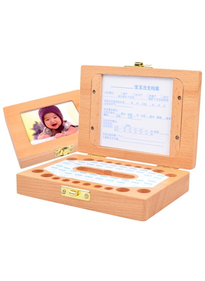 Tooth House Wooden Children's Photo Frame Baby Teeth Storage Box Baby Teeth Storage Box Fairy Teeth Storage House-Color:Right Angle Photo Frame-spanish  - Image 2