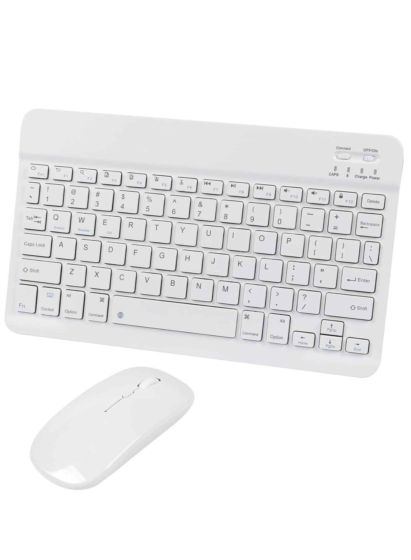 LIVVY Wireless Bluetooth Keyboard & Mouse Combo – Ultra-Slim, Rechargeable, Silent Typing, Compact & Portable for Android, Windows, Tablets & Phones(White)