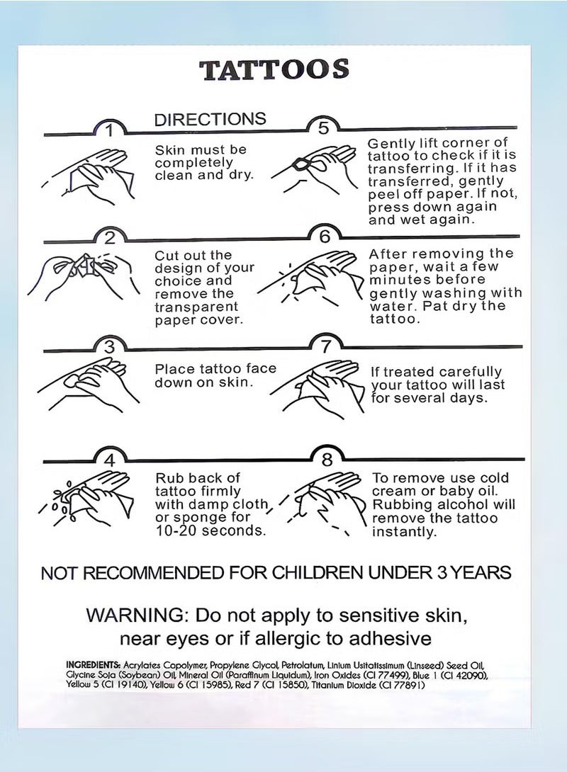 2-Pieces Letter Crown Butterfly Heart Design Waterproof Temporary Tattoo Sticker Black - Image 4