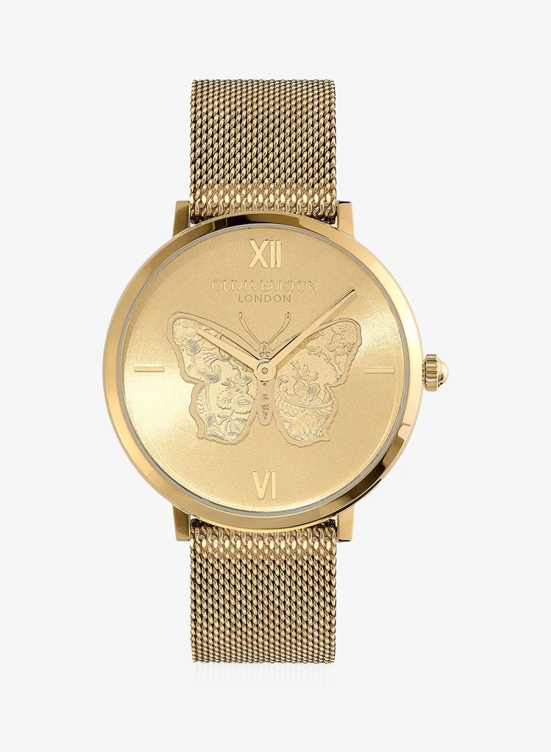 Olivia Burton 2-Hand Signature Butterfly Collection Watch For Women With Gold-Tone Stainless Steel Bracelet - 24000147