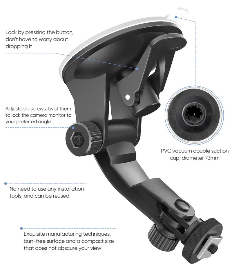 PixelMan Large Dual Suction Cup Backup Camera Mount for 7/9 inch Windshield and Car, RV, Truck Display Monitor Bracket - Image 3