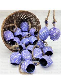 HIGHBIX HIGHBIX 7cm Hand Painted Festive Dcor Hanging Bells Set of 10 with Jute Bag Hand Painted Purple 7cm 