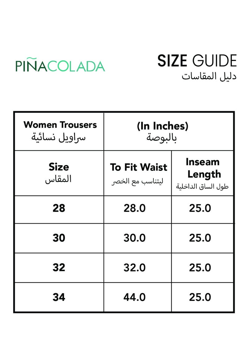 PINACOLADA Women's Pleated-Panel Straight-Fit Trousers | Mid-Rise , Straight-Band , Straight Hem, Button Closure | Solid Plain Woven Trousers For Casual & Daily Wear | Onyx Black - Image 4