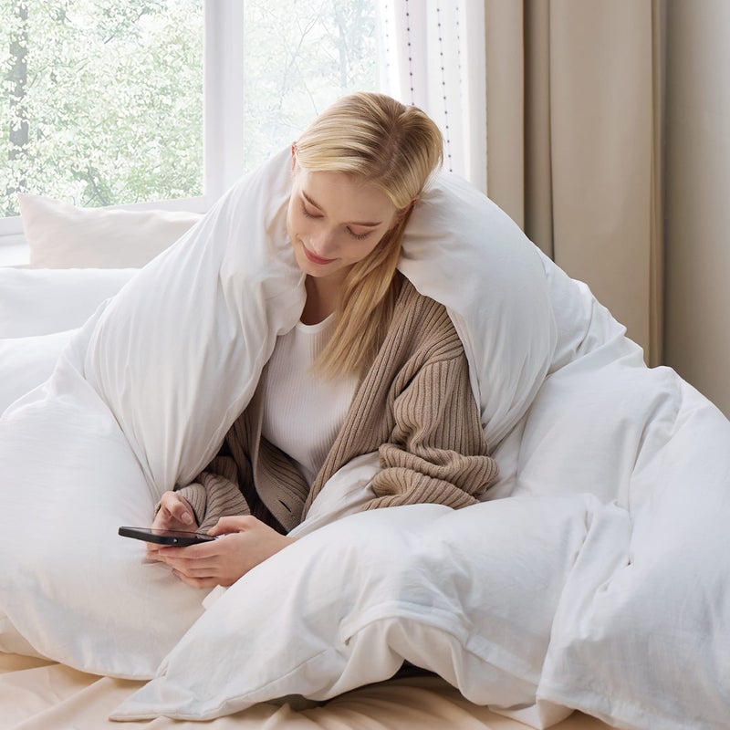 Bedsure White Duvet Cover King Size - 3 Pieces Prewashed Cotton-Like Extra Soft Bedding Set, Includes 1 Duvet Cover 104x90 Inches with Zipper Closure & 2 Pillow Shams, Comforter Not Included - Image 4