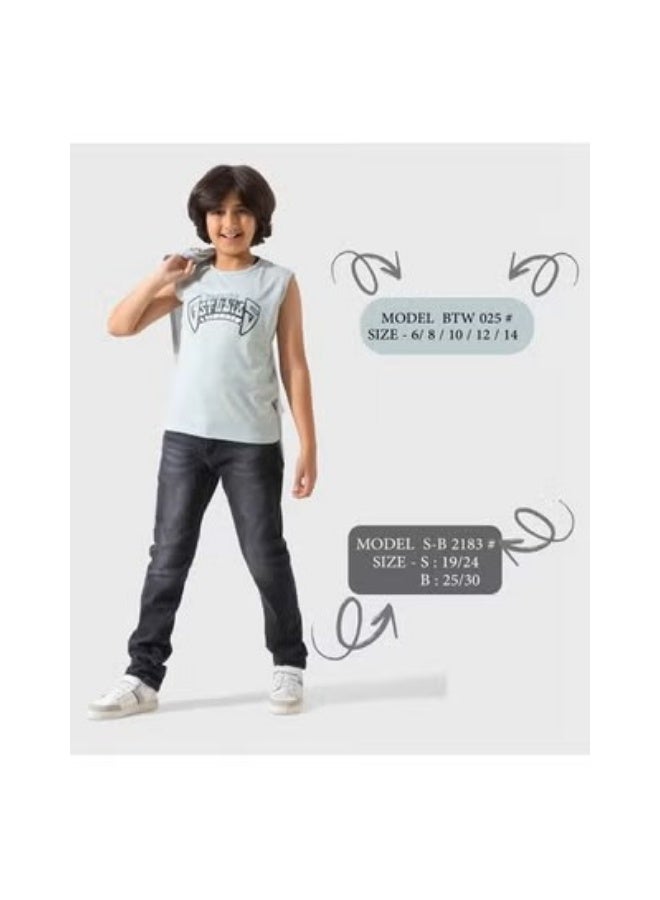 جي@إس قميص كتان للأولاد مع تيشيرت قطني