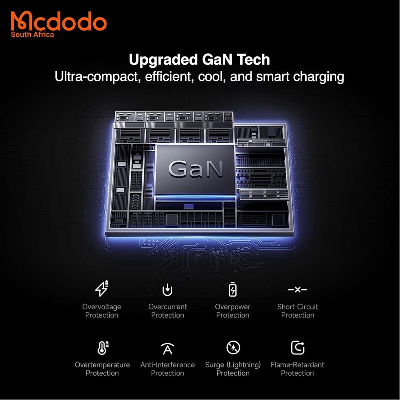 Mcdodo Gana Series 0970 67W GaN Charger  Portable 3 Port Fast Charging Solution with USB C & USB A - Image 4