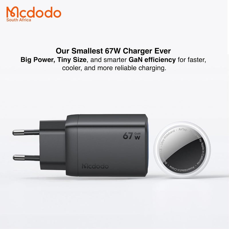 Mcdodo Gana Series 0970 67W GaN Charger  Portable 3 Port Fast Charging Solution with USB C & USB A - Image 3