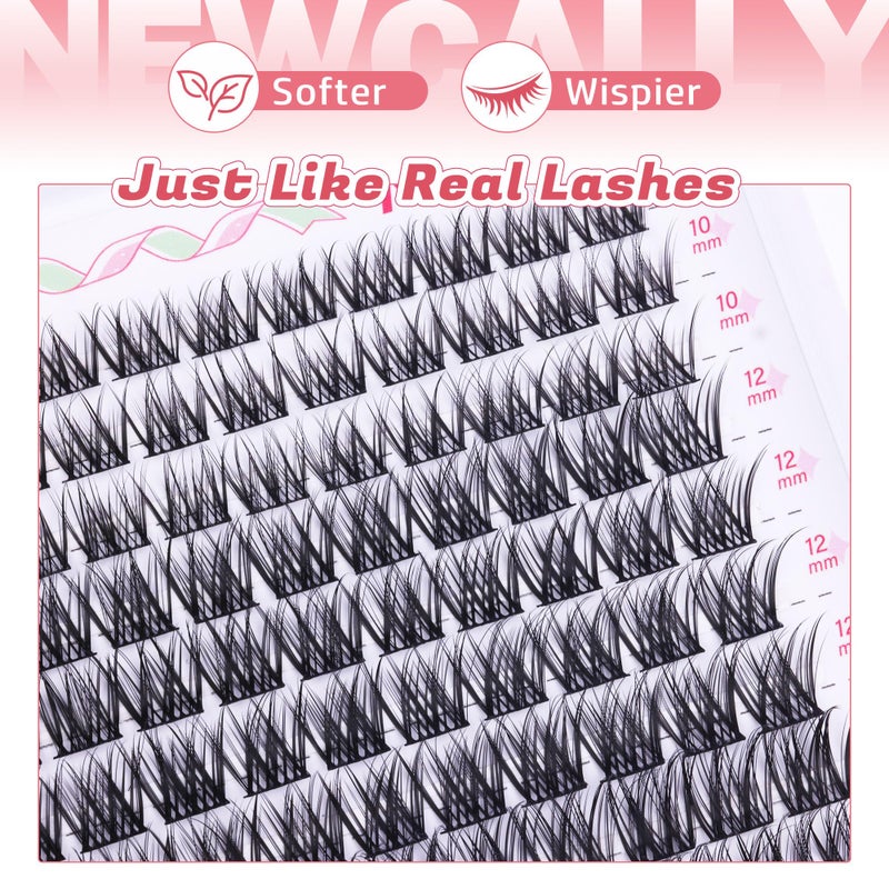 Newcally Wispy Lash Clusters Natural Look Eyelash Clusters DIY Lash Extension C-curly Cluster Eyelash Extension 10-16MM Lash Clusters Natural Individual Lashes by Newcally - Image 3