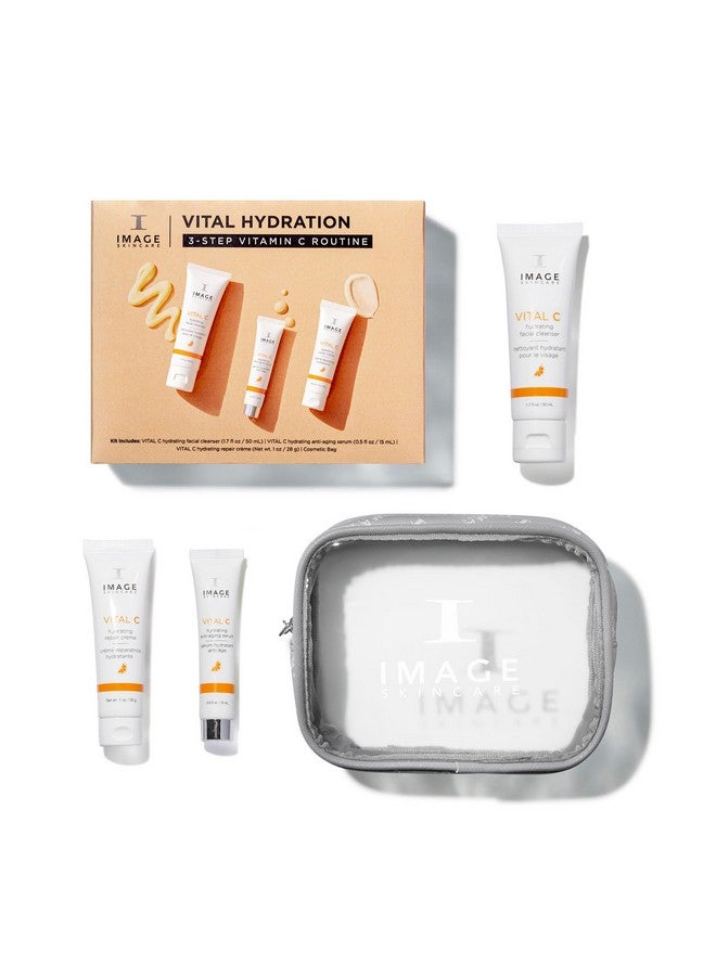 Image Skincare Vital Hydration 3Step Vitamin C Routine Made With Hyaluronic Acid For Antiaging Dry Dull Skin 1.7Fl Oz 1Fl Oz 0.5Fl Oz Bottles