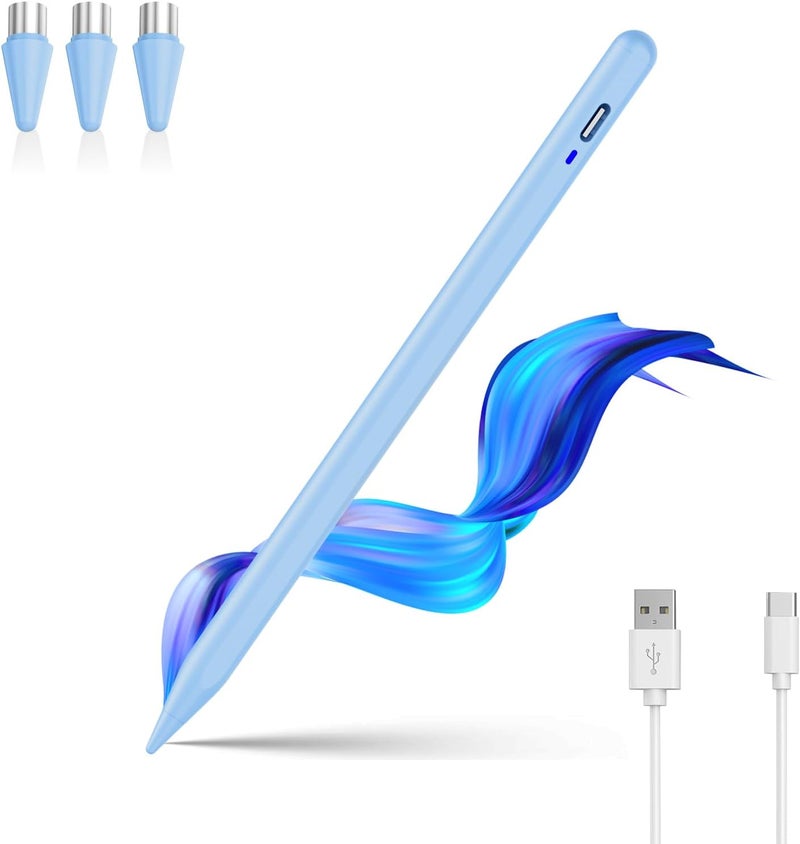 Luntak Universal Tablet Pen for All Tablets, Magnetic Stylus Pen Android with 3 POM Replacement Tips, Capacitive Pen for iPad/Pad Pro/Samsung/and Other iOS/Android Smartphone and Tablet Devices, Blue - Image 1