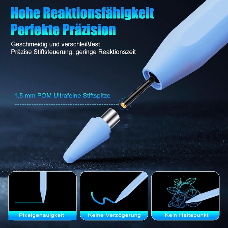 Luntak Universal Tablet Pen for All Tablets, Magnetic Stylus Pen Android with 3 POM Replacement Tips, Capacitive Pen for iPad/Pad Pro/Samsung/and Other iOS/Android Smartphone and Tablet Devices, Blue - Image 4