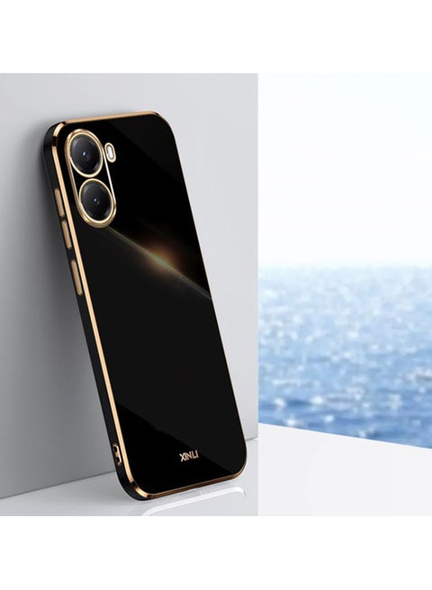 for Xiaomi POCO X7 Pro 5G Case, Plating Soft Back Cover, Raised Full Camera Protection, Slim Thin TPU Mobile Phone Case for Xiaomi POCO X7 Pro 5G, Black